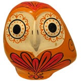 Orange Ceramic Owl Bank
