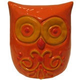 Bright Orange Ceramic Owl Bank