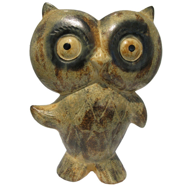 Standing Earthenware Pottery Owl