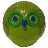 Bright Green Ceramic Owl Paperweight