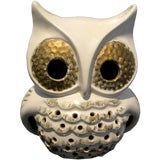 Retro White Ceramic Owl Figurine