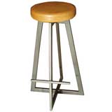 French Leather 
Metal Bar Stool Replica