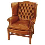 Tufted Leather Wing Back Chair