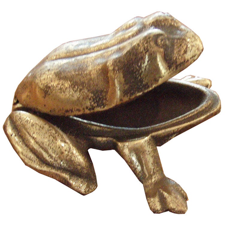 Vintage Brass Hinged Frog Ashtray
