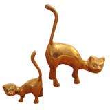 Vintage Solid Brass Cat Sculpture/Ring Holders