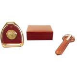 Red Leather Maxant Barometer & Desk Accessory Set
