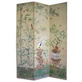 Three Panel Hand Painted Screen Signed Robert Crowder