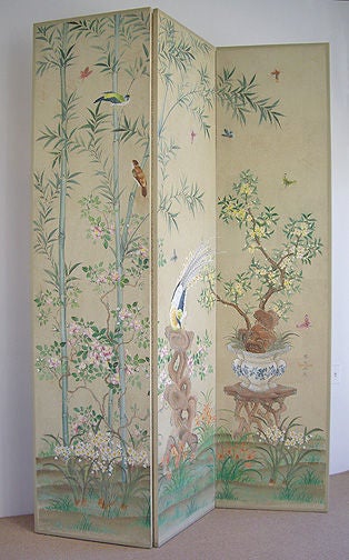 Three Panel Hand Painted Screen Signed Robert Crowder 1