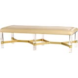 Karl Springer Leather, Lucite, and Brass Bench