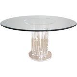 Dining Table With Lucite Base and Beveled Glass Top