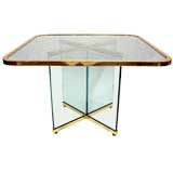 Crackle Glass and Brass Side Table by Karl Springer