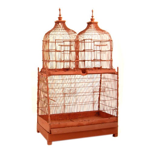 Large Painted Wicker Bird Cage from a Tony Duquette Interior