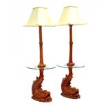 Pair of Italian Glazed Ceramic Floor Lamps