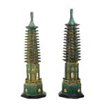 Pair of Ceramic Pagoda Lamps by Tony Duquette