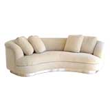 1970s Curved Custom Sofa with Polished Steel Base