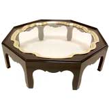 Coffee Table with Brass and Glass Tray Top