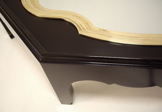 Coffee Table with Brass and Glass Tray Top