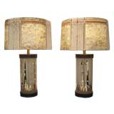 Vintage Pair of 1940s Glass and Wood Giraffe Lamps