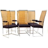 Retro Six High Back Dining Chairs designed by Milo Baughman