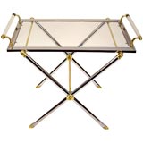 1970s Brass, Chrome and Glass Serving Table