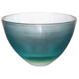 1950s Aqua Blue and Green Inciso Glass Bowl by Paolo Venini