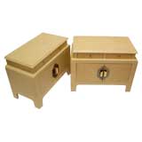 Pair of Grasscloth Wrapped Night Stands/End Tables