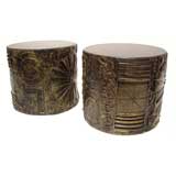 Pair of Drum Tables in the style of Paul Evans