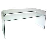 Bent Glass Console Table with Shelf