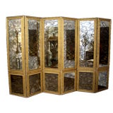 1940s Custom Six Panel Antique/Smoked Mirrored Screen 12