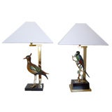 Vintage Pair of Italian Porcelain Bird Lamps