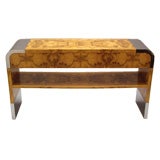 Burl and Chrome Console Table
