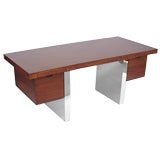 Rosewood and Polished Chrome Desk by Dunbar
