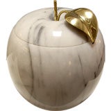 Vintage White Marble and Polished Brass Apple signed Bijan