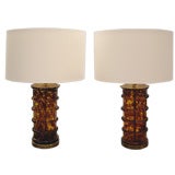 Pair of Tortoise Glass Lamps