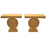 Edward Wormley for Dunbar - Pair of Carved Shell Console Tables