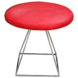 French Trapezoidal Stool with Red Silk Upholstery