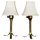 Austrian Hammered Brass Table Lamps