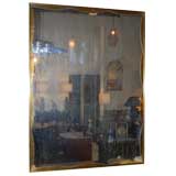 Vintage Very Large Italian Eglomise Wall Mirror with Brass Frame.