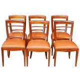 Dining Chairs with Cognac Crocodile Leather Seats