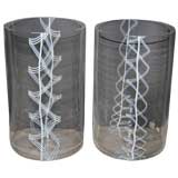 Pair of Giant Alfredo Barbini Zanfirico Vases