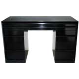 Used Robsjohn Gibbings Double Pedestal Desk in Tete Negre Finish