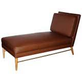 Paul McCobb Chaise Longue in Chocolate Brown Leather