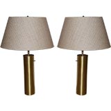 Nessen Studios Satin Brass Cylinder Lamps