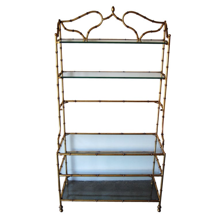 Gold Leafed iron "Bamboo" Étagère