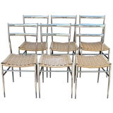 Set of 6 Chrome Plated Chairs with Woven Seats