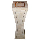 Maitland Smith Tessalated Stone Pedestal with Brass Inlay Maitland Smith Tessalated Stone Pedestal with Brass Inlay