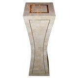 Maitland Smith Tessalated Stone Pedestal with Brass Inlay