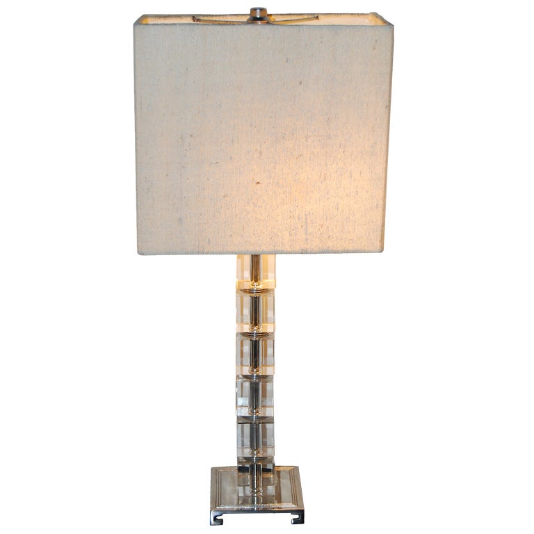 Fantastic Glass Cube Table Lamp at 1stDibs