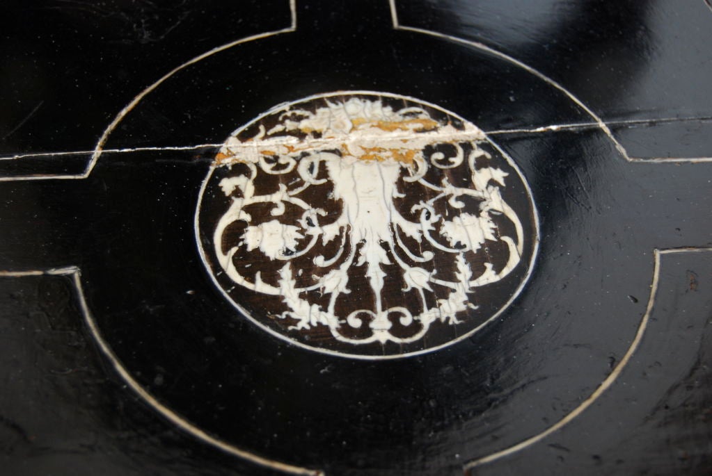 Italian Ebony Renaissance Revival chair with Ivory Inlay