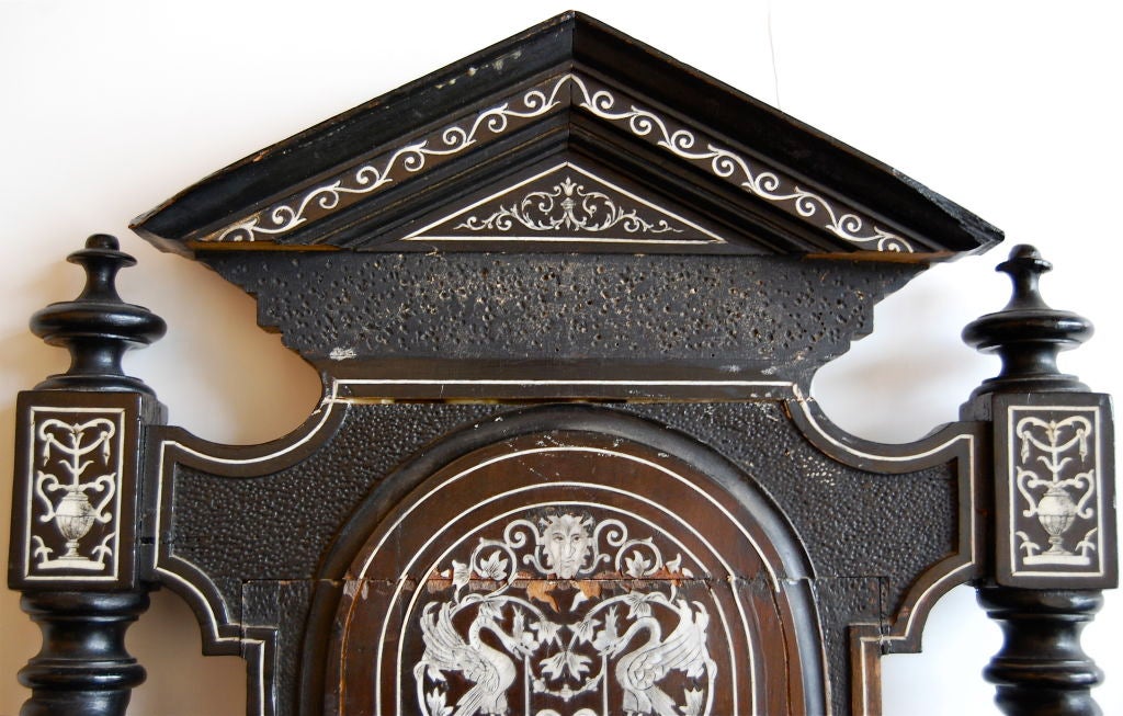 19th Century Ebony Renaissance Revival chair with Ivory Inlay